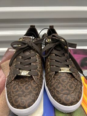 NEW Brown Monogram Low-Top Sneakers with White Sole